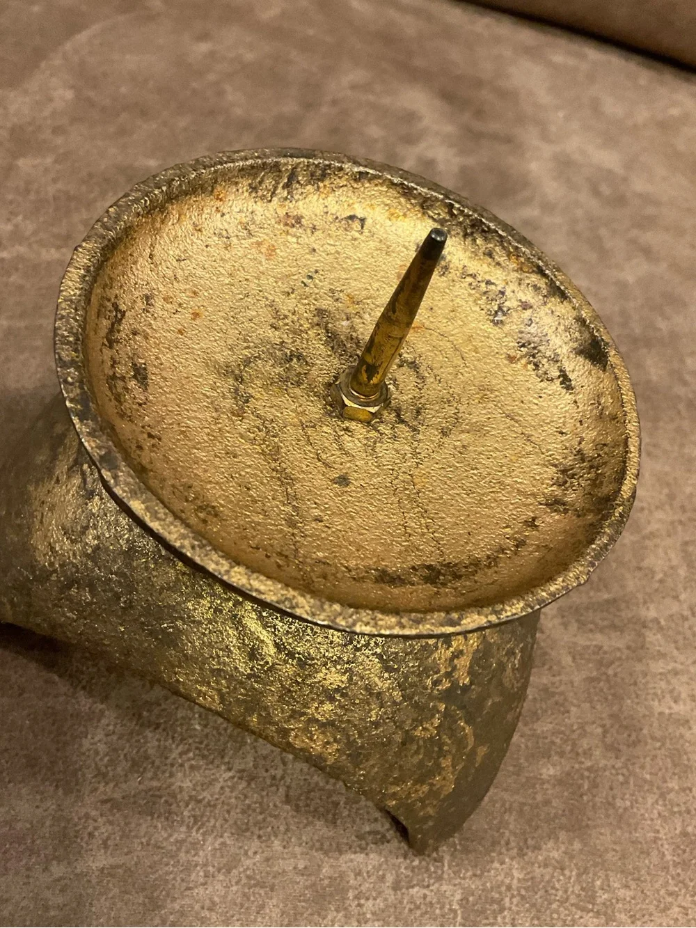 Japanese Iron Candleholder with Gold Finish